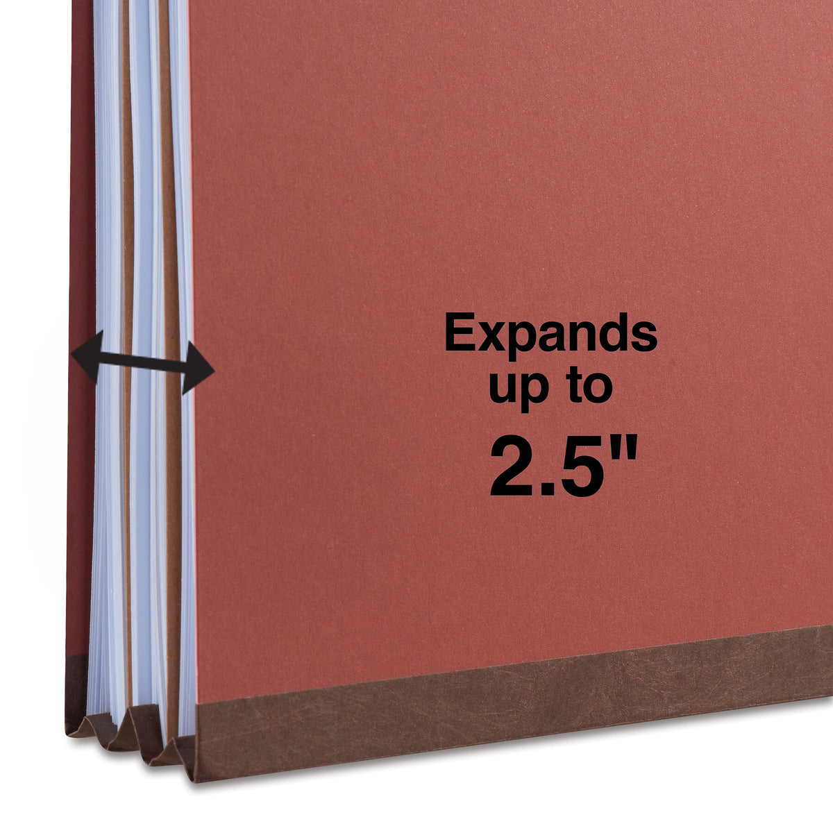 Staples 60% Recycled Pressboard Classification Folder, 2-Dividers, 2.5" Expansion, Legal Size, Red, 10/Box