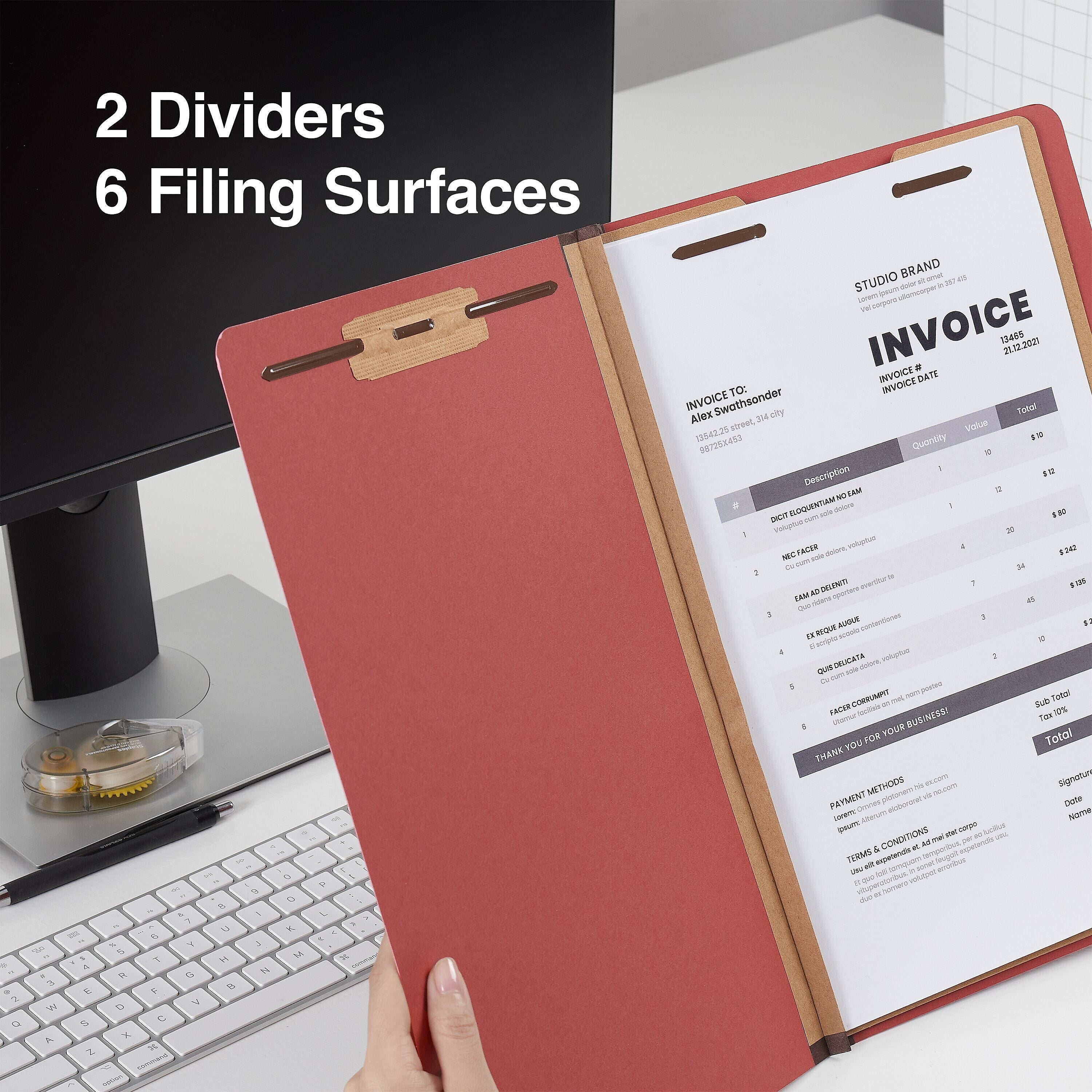 Staples 60% Recycled Pressboard Classification Folder, 2-Dividers, 2.5
