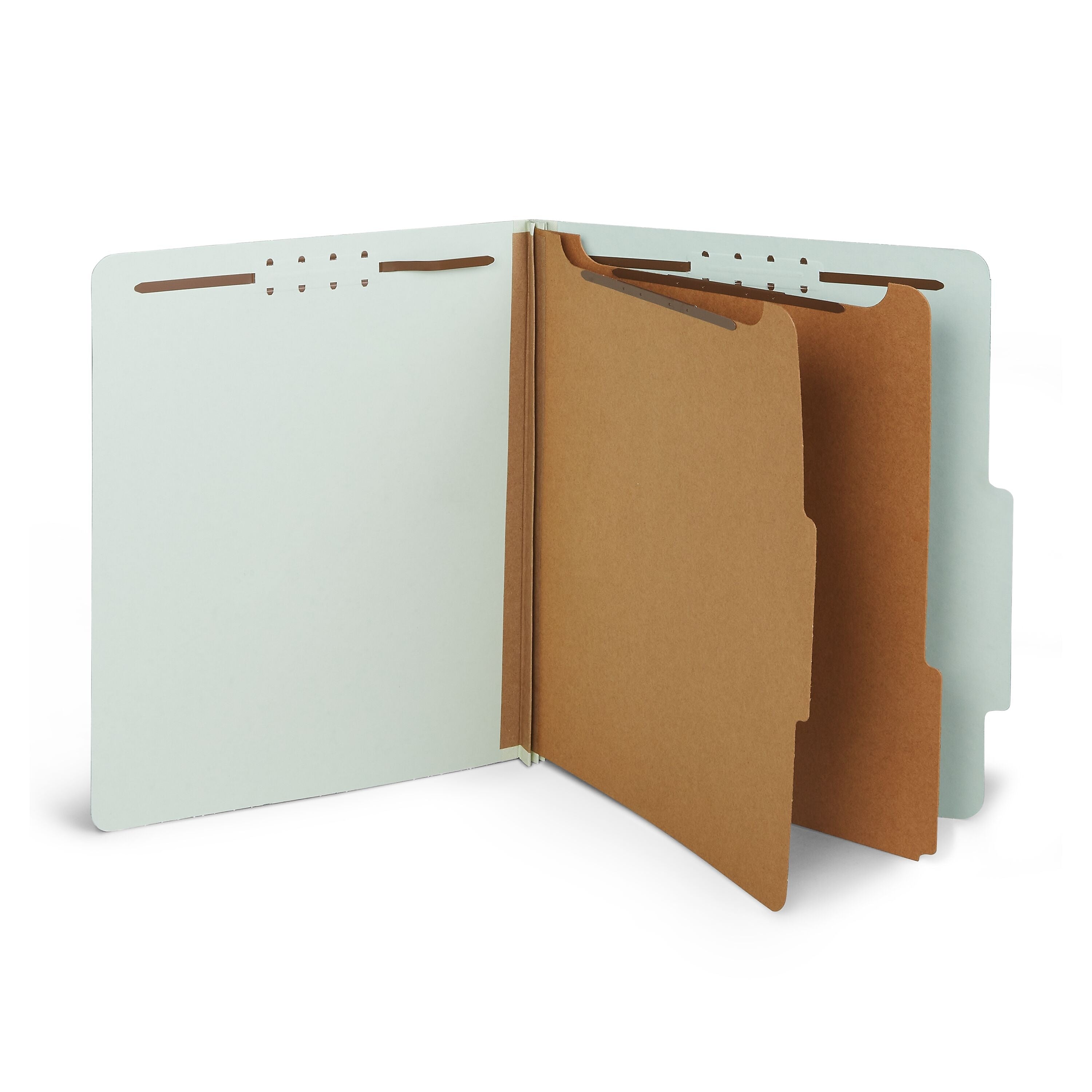 Staples® 60% Recycled Pressboard Classification Folder, 2-Dividers, 2.5" Expansion, Letter Size, Light Gray/Green, 10/Box