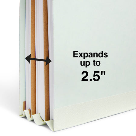 Staples® 60% Recycled Pressboard Classification Folder, 2-Dividers, 2.5" Expansion, Letter Size, Light Gray/Green, 10/Box