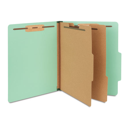 Staples 60% Recycled Pressboard Classification Folder, 2-Dividers, 2.5" Expansion, Letter Size, Light Green, 20/Box