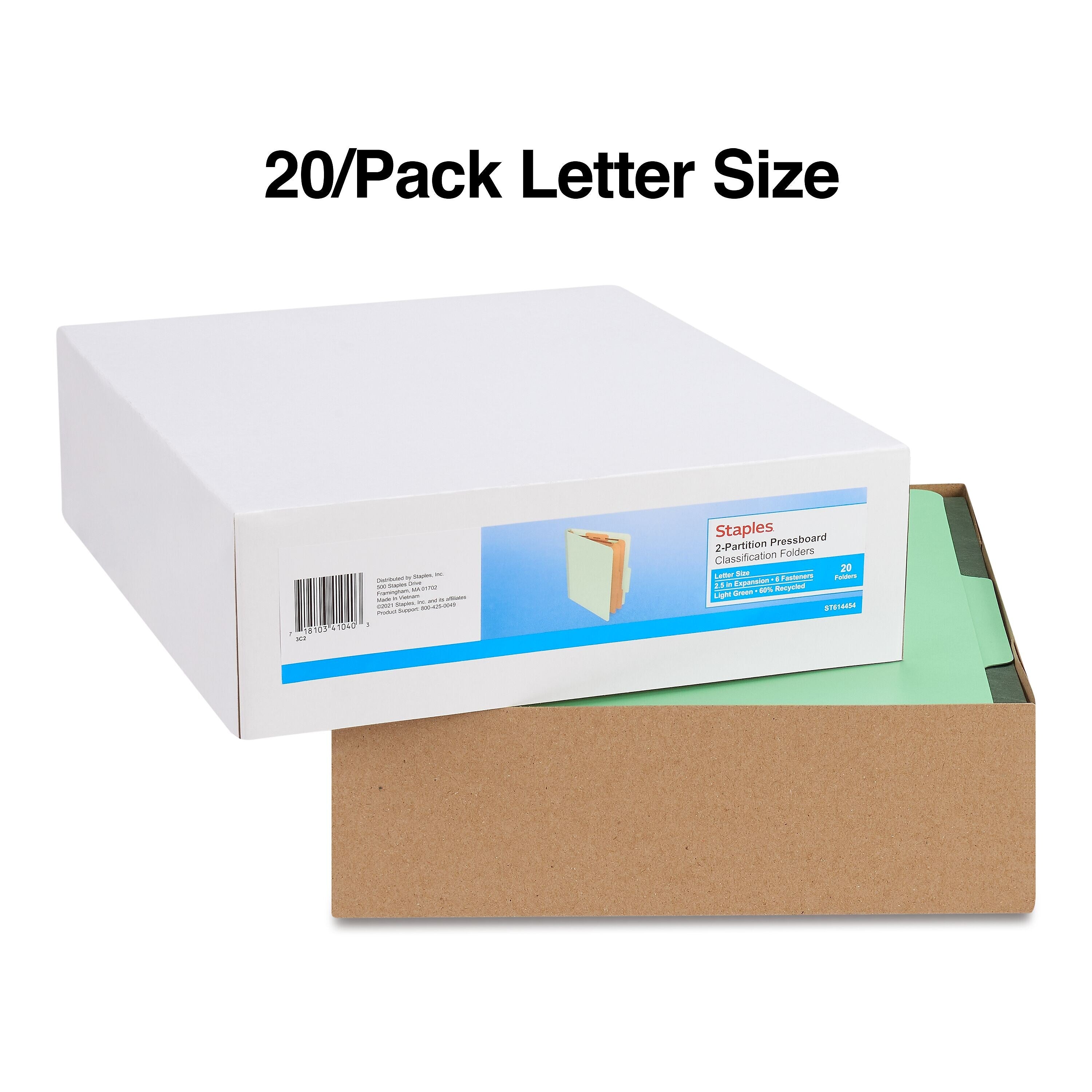Staples 60% Recycled Pressboard Classification Folder, 2-Dividers, 2.5
