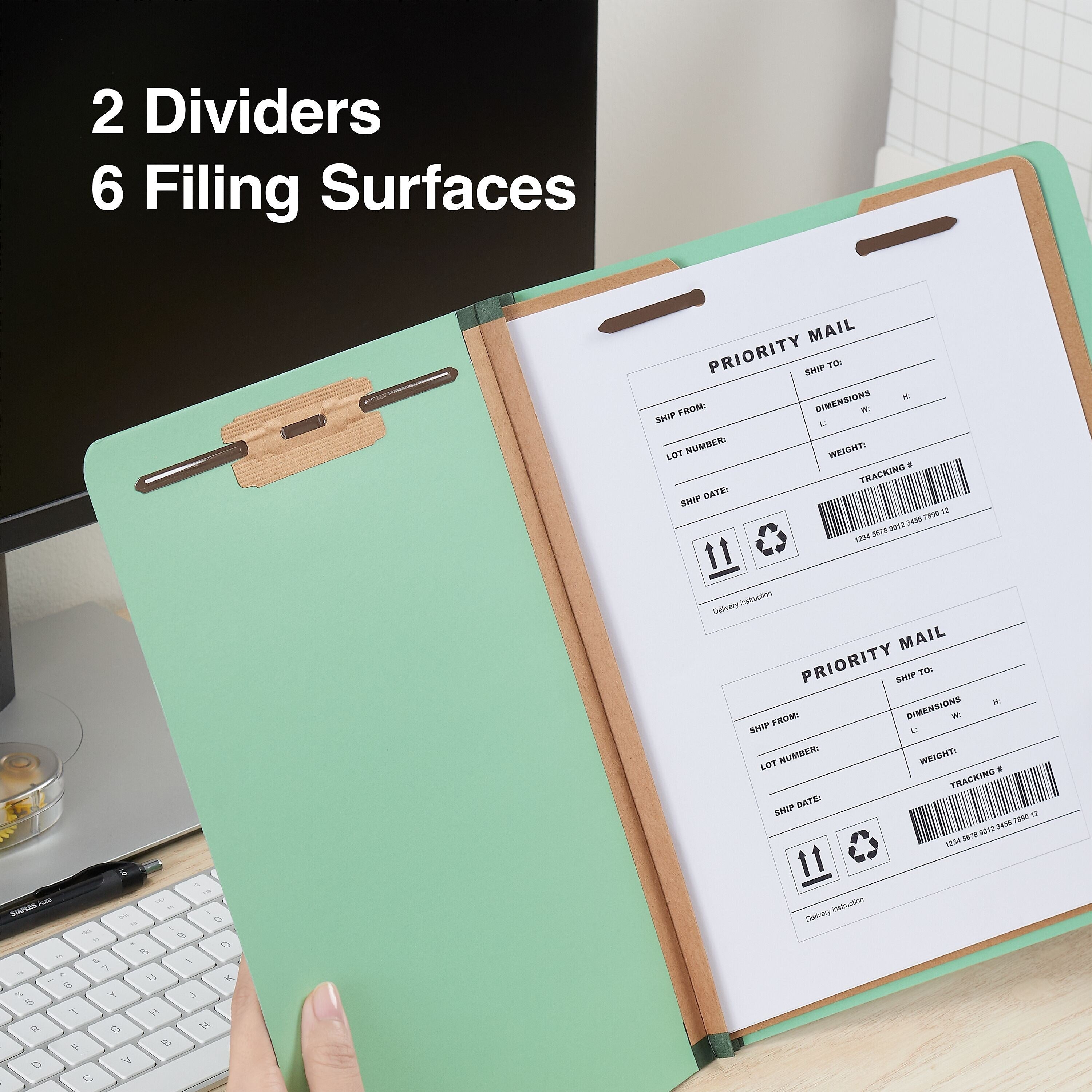 Staples 60% Recycled Pressboard Classification Folder, 2-Dividers, 2.5