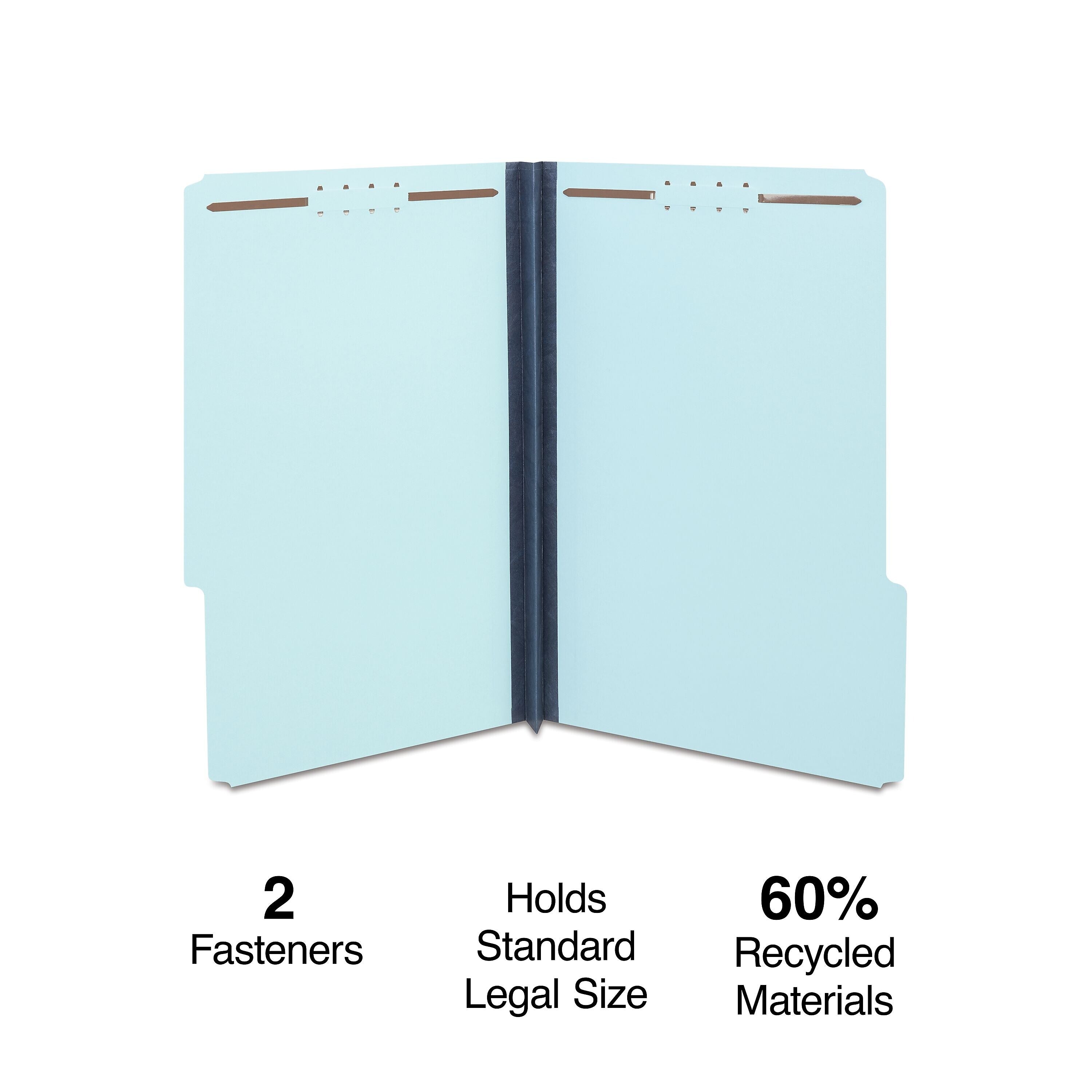 Staples® 60% Recycled Pressboard Classification Folder, 2" Expansion, Legal Size, Light Blue, 25/Box