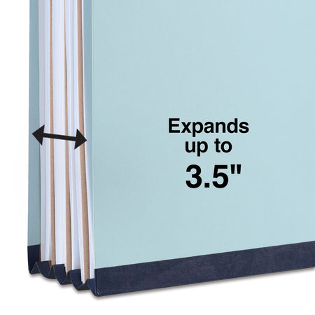 Staples® 60% Recycled Pressboard Classification Folder, 3-Dividers, 3 1/2" Expansion, Letter Size, Blue, 20/Box