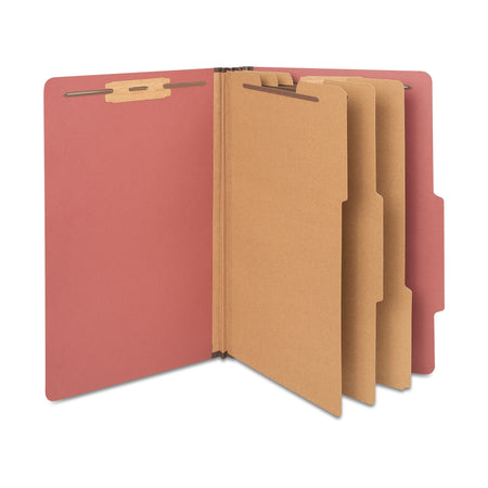 Staples 60% Recycled Pressboard Classification Folder, 3-Dividers, 3.5" Expansion, Legal Size, Brick Red, 20/Box