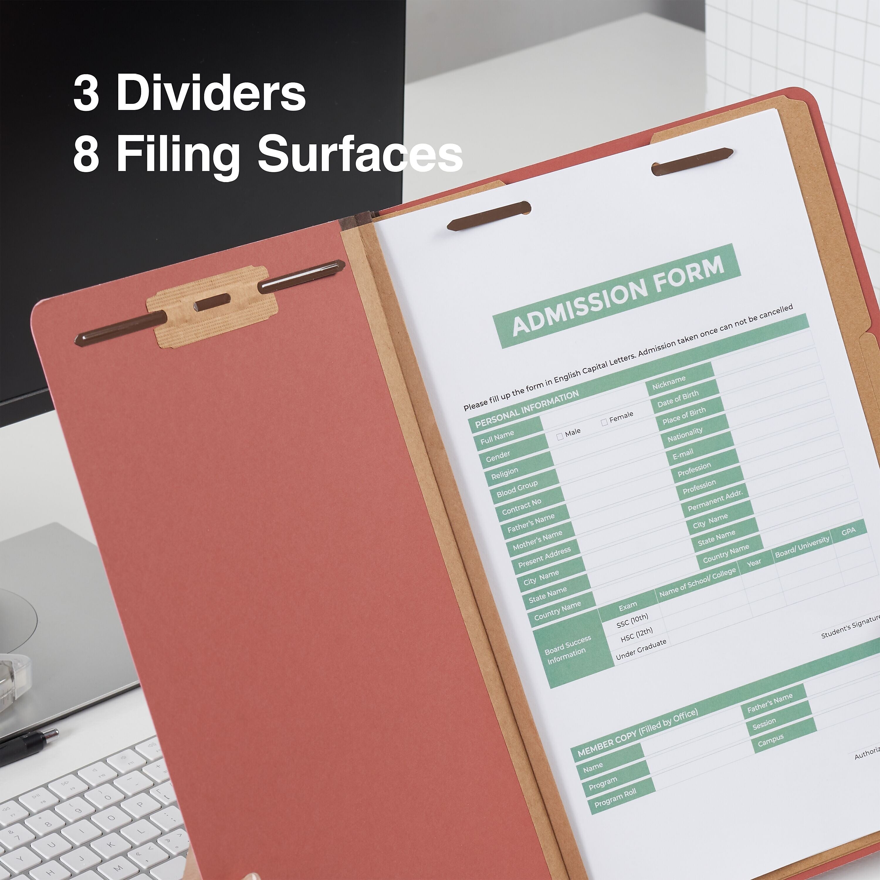 Staples 60% Recycled Pressboard Classification Folder, 3-Dividers, 3.5