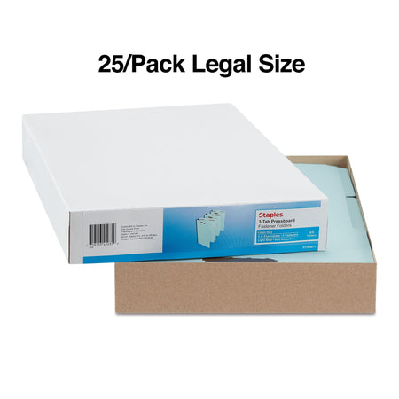 Staples® 60% Recycled Pressboard Classification Folder, 3" Expansion, Legal Size, Light Blue, 25/Box