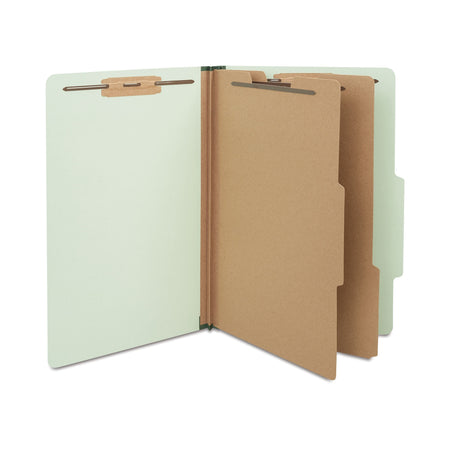 Staples® 60% Recycled Top Tab Pressboard Classification Folders, 2/5 Cut Tab, 2 Partitions, 10/Box