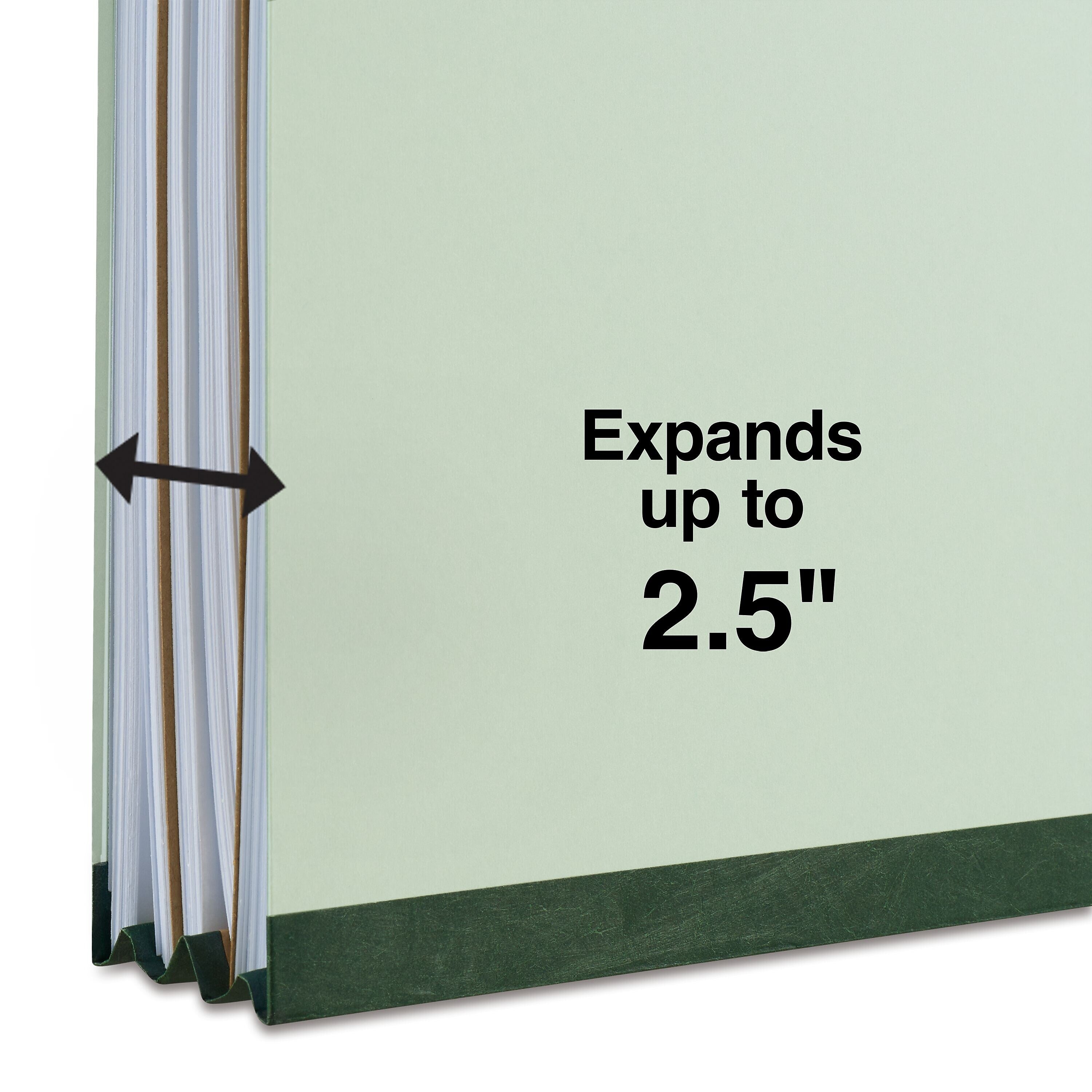 Staples® 60% Recycled Top Tab Pressboard Classification Folders, 2/5 Cut Tab, 2 Partitions, 10/Box