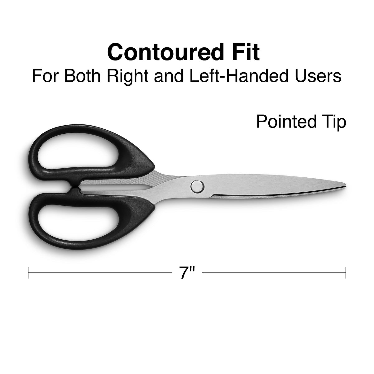 Staples 7" Pointed Tip Stainless Steel Scissors, Straight Handle, Right & Left Handed