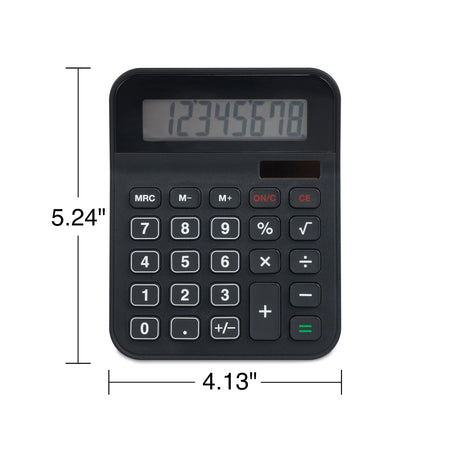 Staples 8-Digit Solar and Battery Basic Calculator, Black