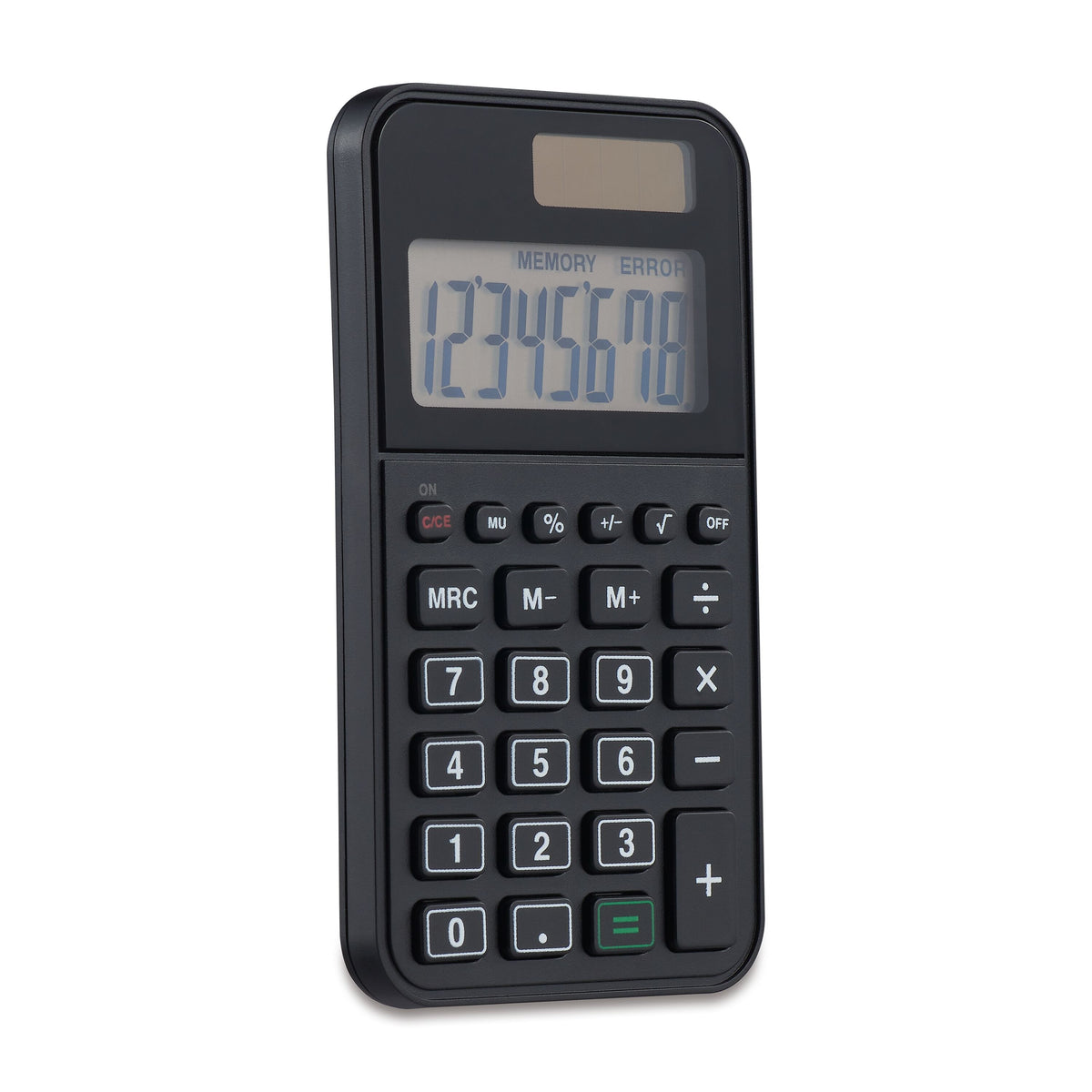 Staples 8-Digit Solar and Battery Basic Pocket Calculator, Black