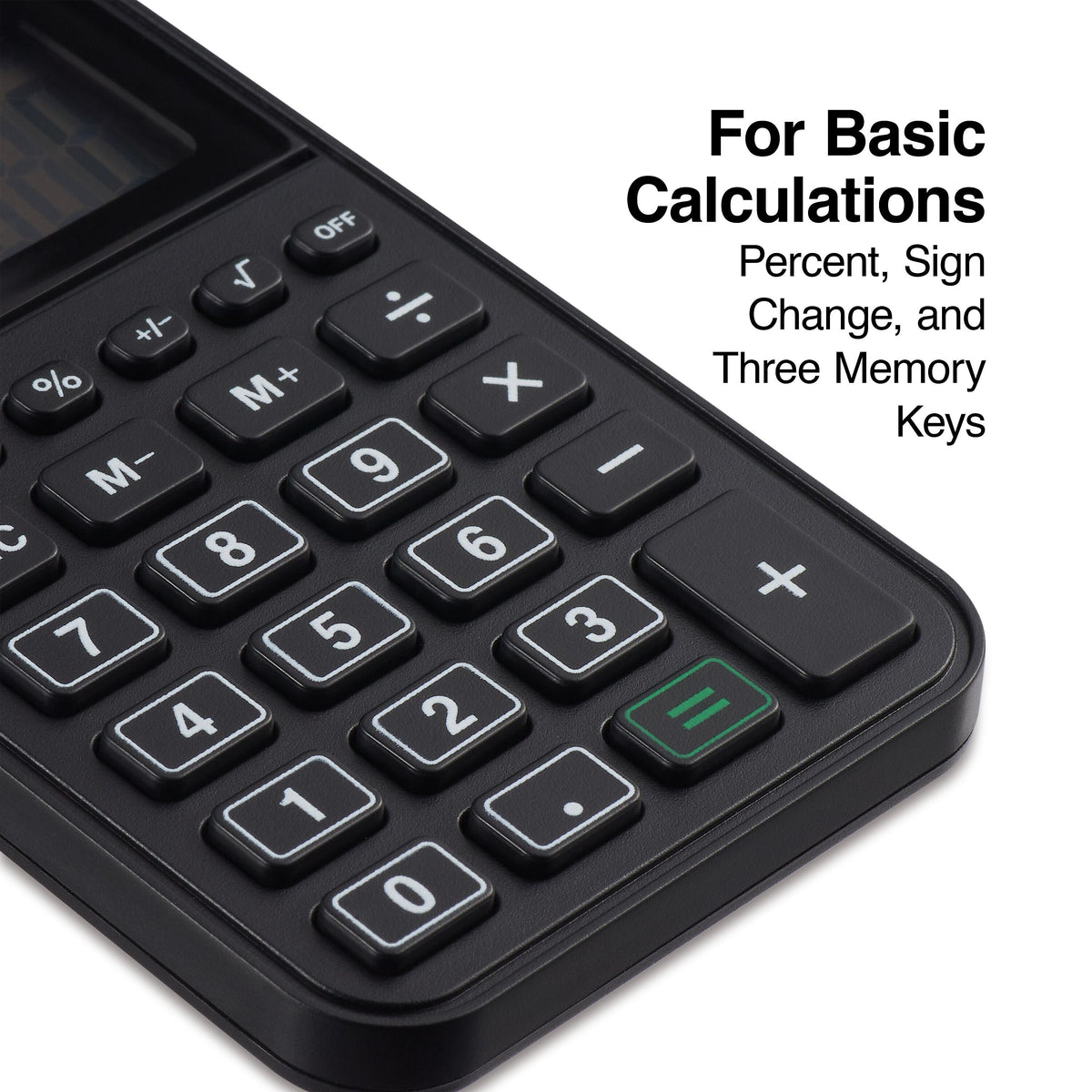 Staples 8-Digit Solar and Battery Basic Pocket Calculator, Black