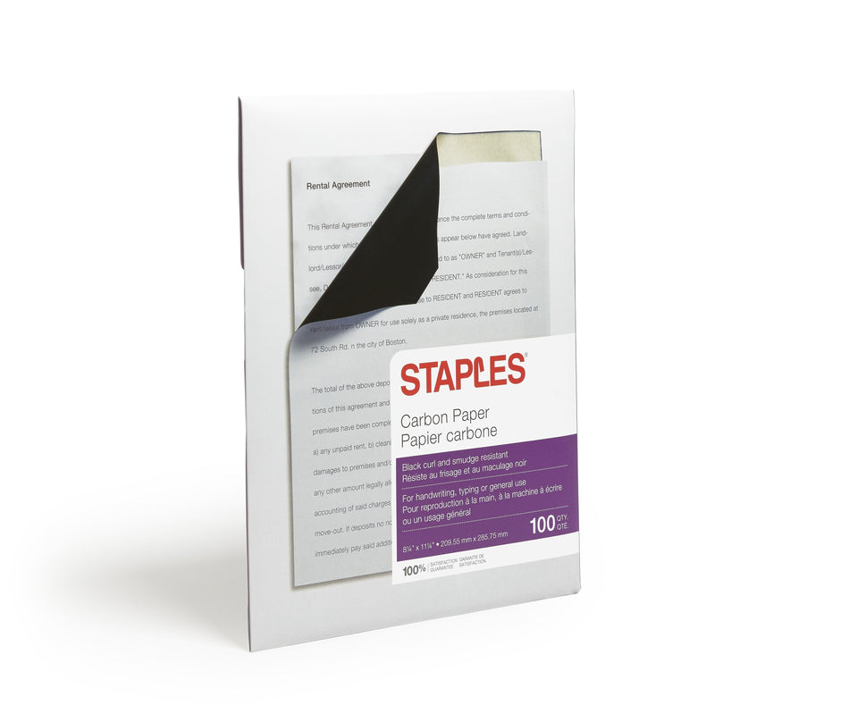 Staples® 8.25" x 11.25" Medical Carbon Paper, Black, 100 Sheets/Ream, /Box