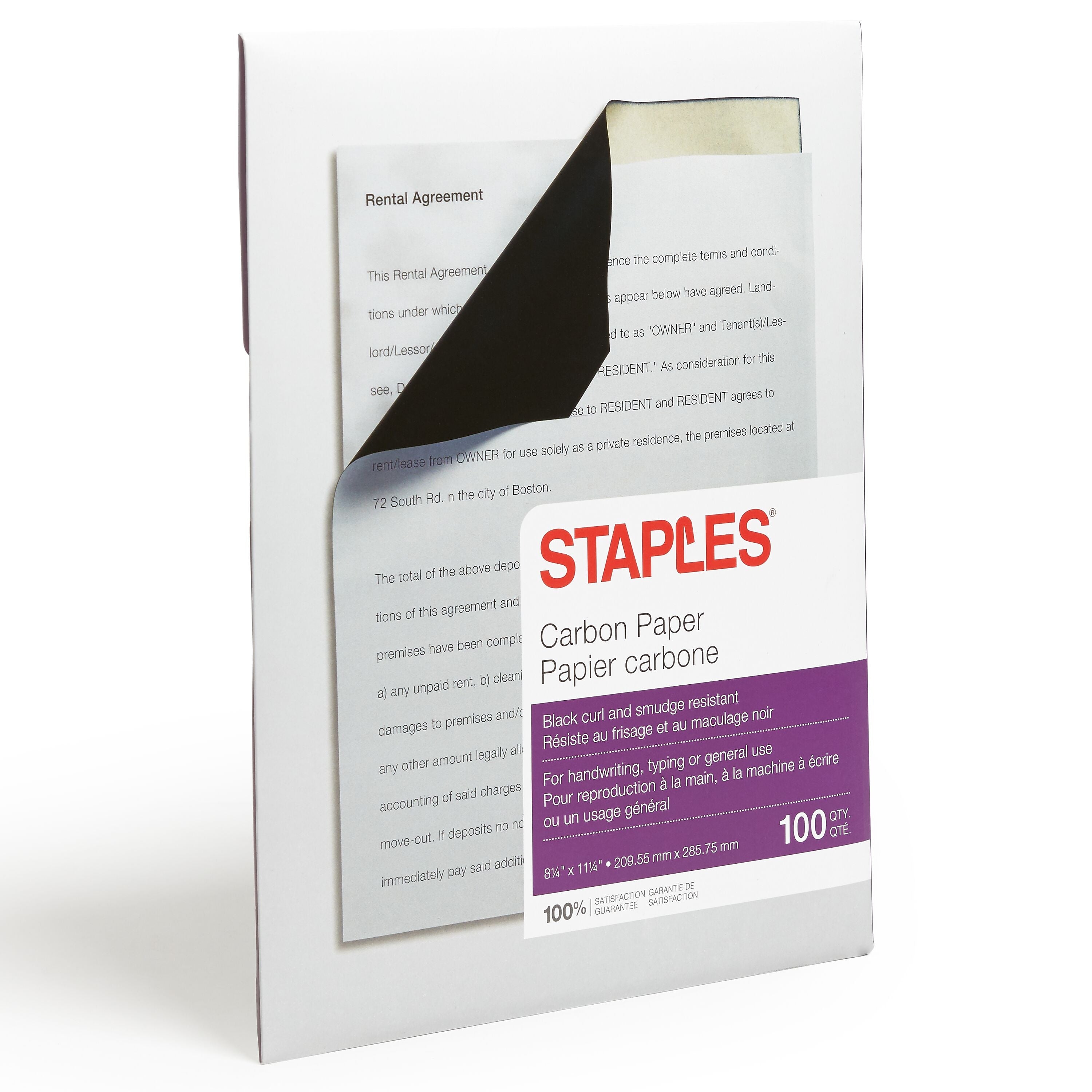 Staples® 8.25" x 11.25" Medical Carbon Paper, Black, 100 Sheets/Ream, /Box