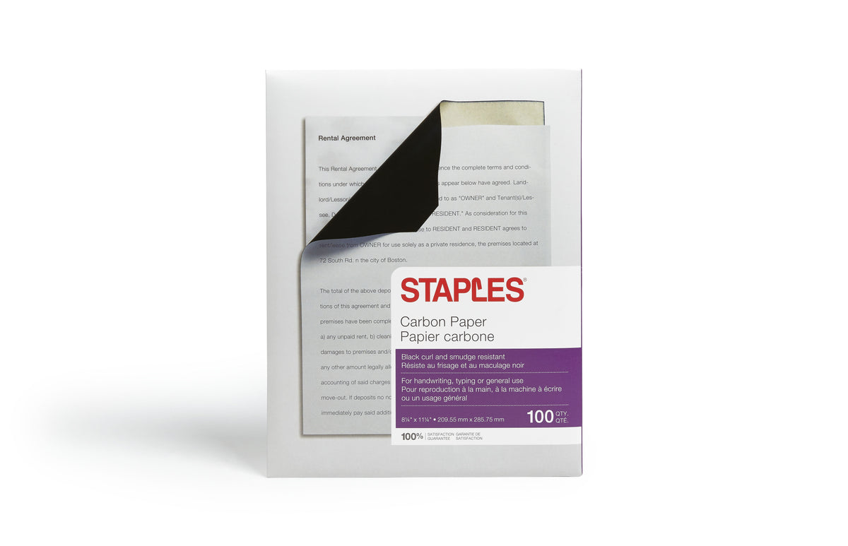 Staples® 8.25" x 11.25" Medical Carbon Paper, Black, 100 Sheets/Ream, /Box