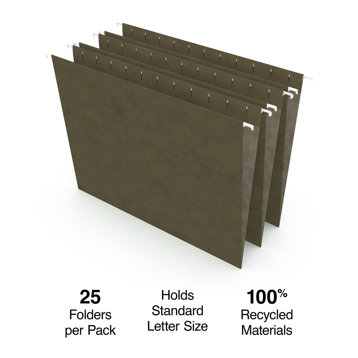 Staples® 95% Recycled Hanging File Folders, Stright Cut, Letter Size, Standard Green, 25/Box