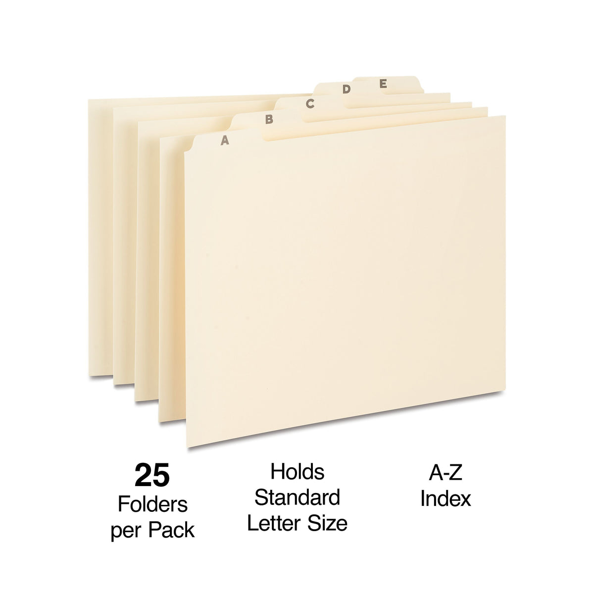 Staples® A-Z Index File Guide, Letter, Manila, 25/Set