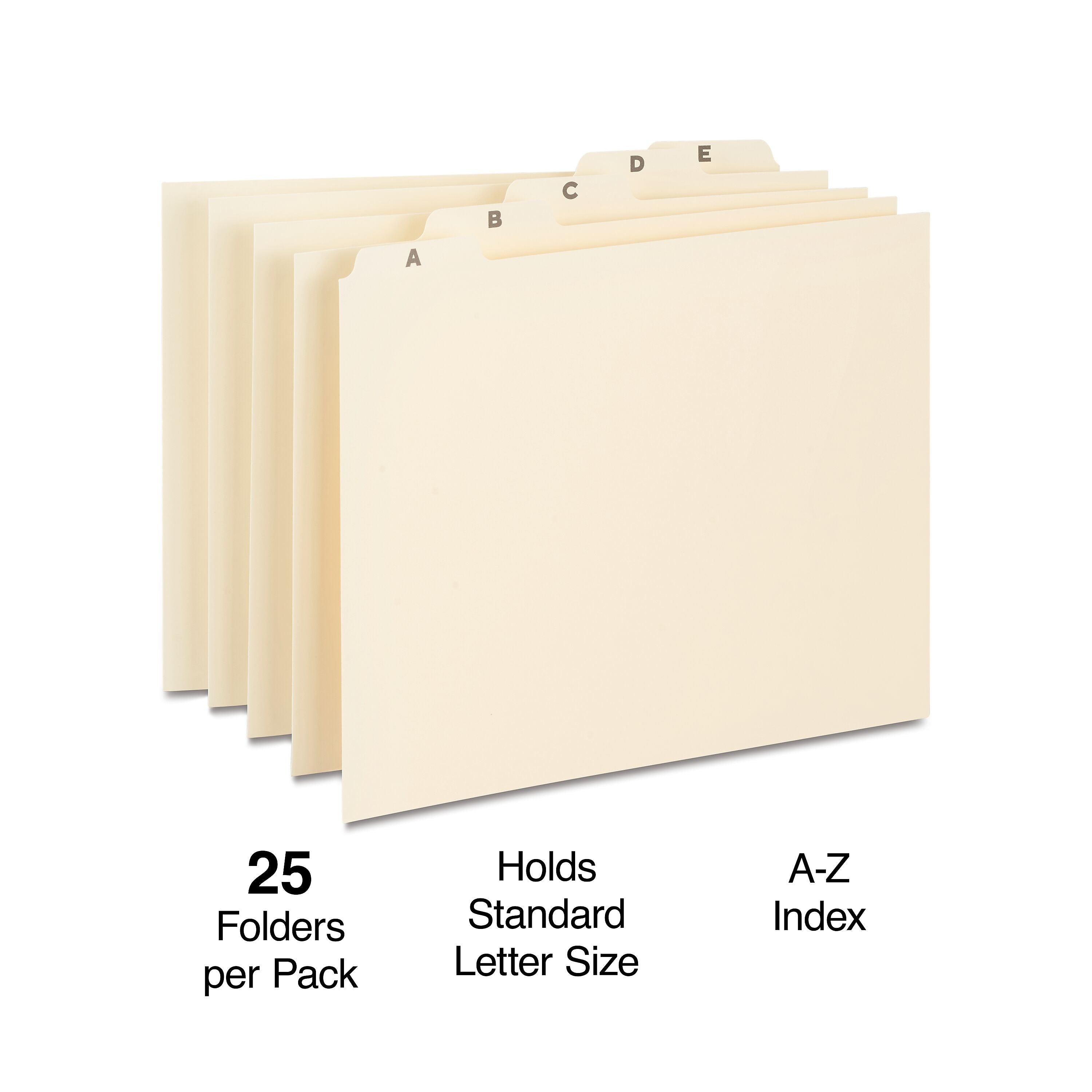 Staples® A-Z Index File Guide, Letter, Manila, 25/Set