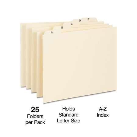 Staples® A-Z Index File Guide, Letter, Manila, 25/Set