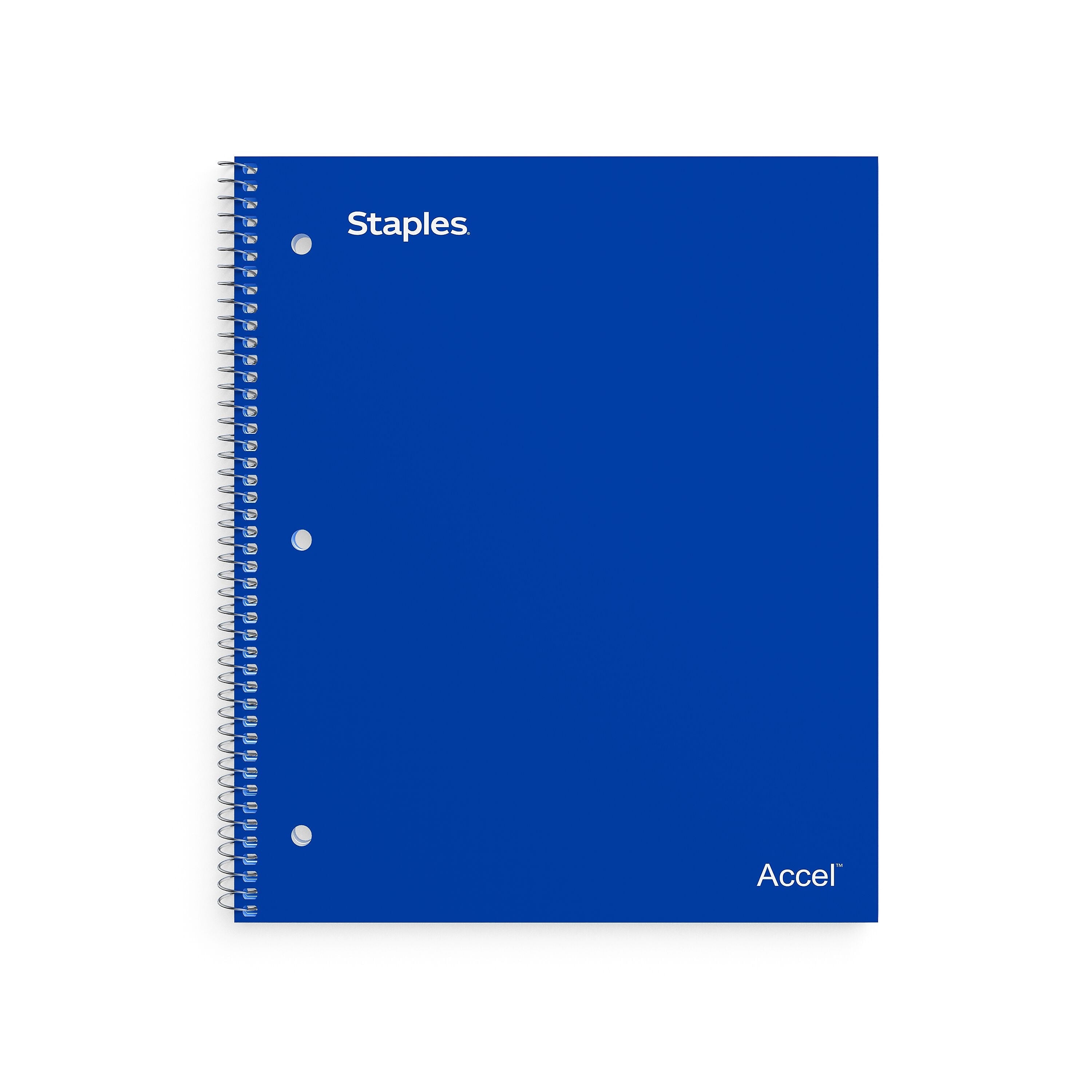 Staples Accel 1-Subject Subject Notebook, 8-1/2" x 11", Graph Ruled, Assorted, 12/Pack