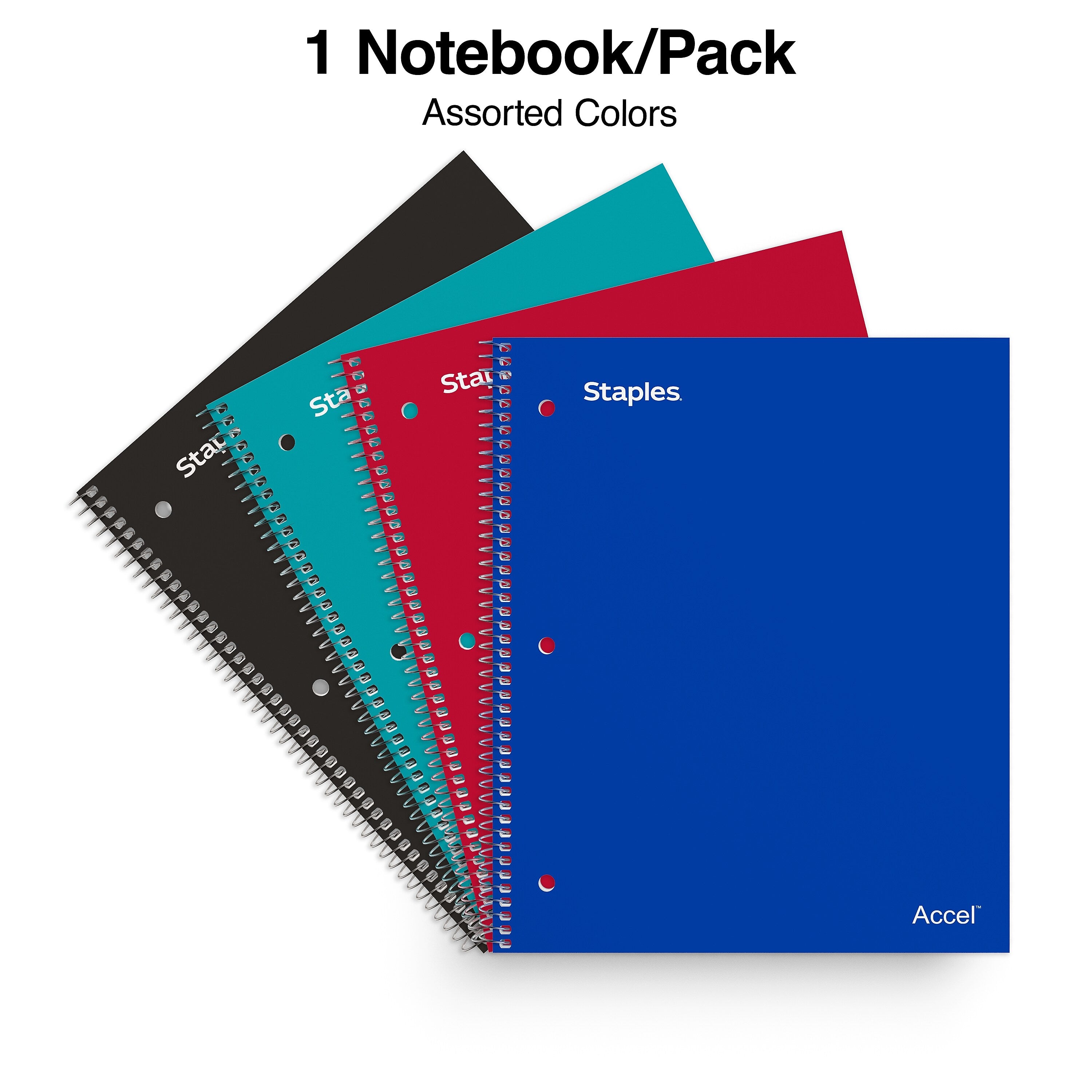 Staples® Accel 3-Subject Notebook, 8.5