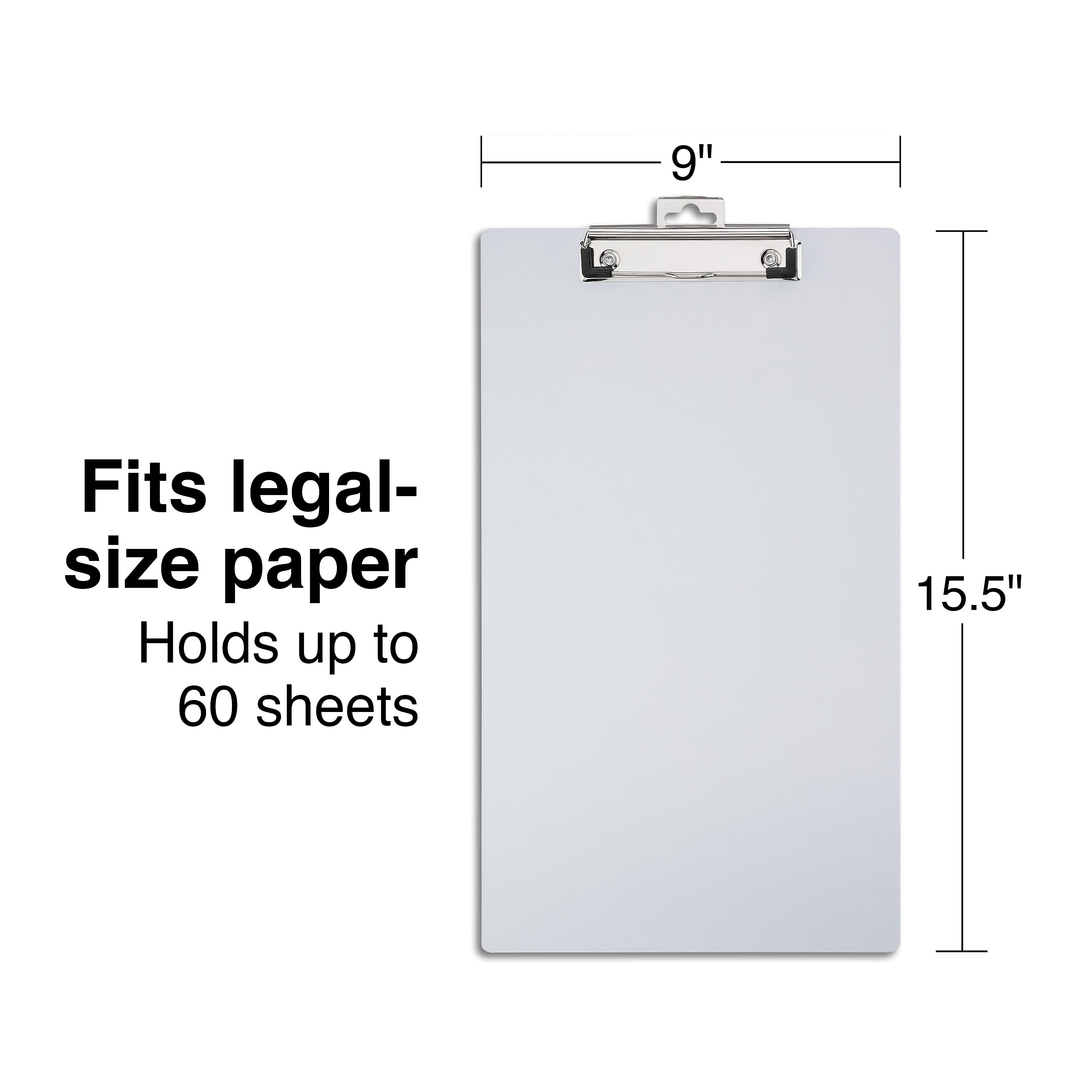 Staples Aluminum Clipboard, Legal Size, Silver