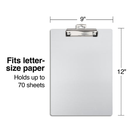 Staples Aluminum Clipboard, Letter Size, Silver