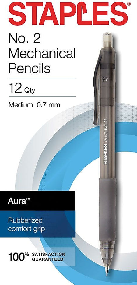 Staples Aura Mechanical Pencil, 0.7mm, #2 Medium Lead, Dozen