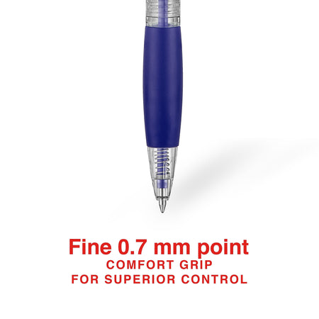 Staples Ballpoint Retractable Pens, Fine Point, Blue Ink, Dozen