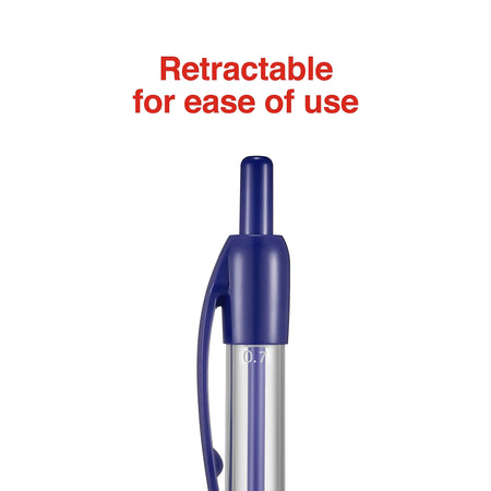 Staples Ballpoint Retractable Pens, Fine Point, Blue Ink, Dozen