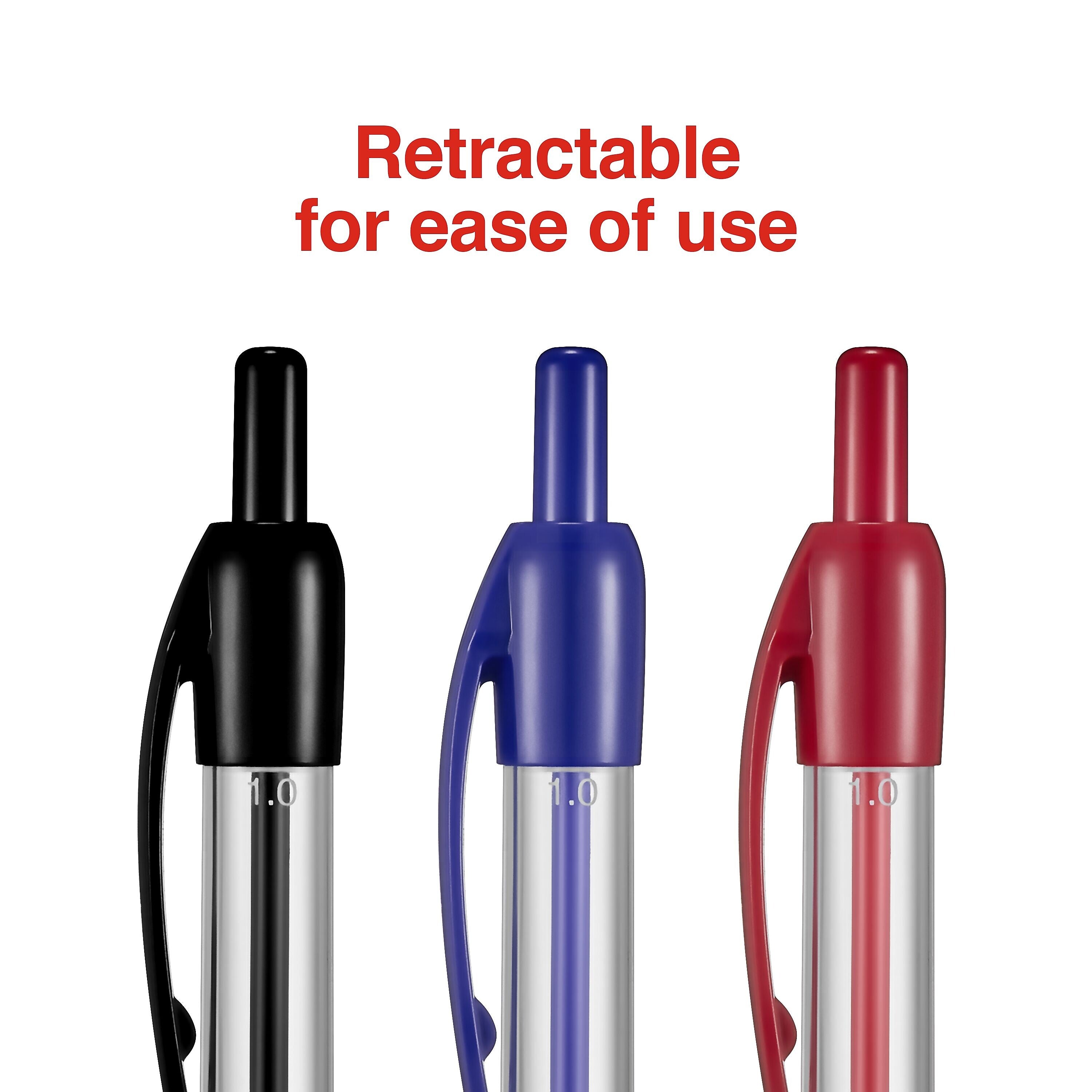 Staples Ballpoint Retractable Pens, Medium Point, Assorted Ink, 50/Pack