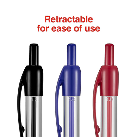 Staples Ballpoint Retractable Pens, Medium Point, Assorted Ink, 50/Pack