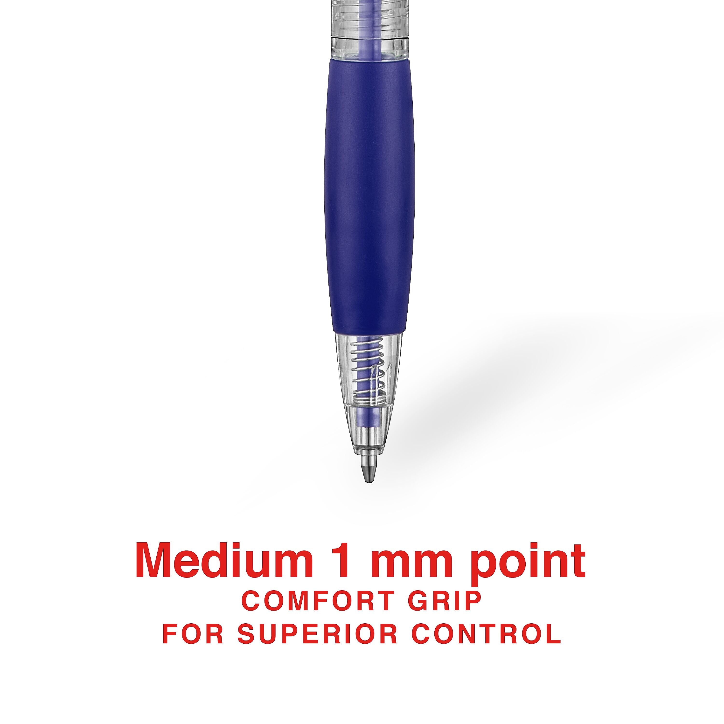 Staples Ballpoint Retractable Pens, Medium Point, Blue Ink, Dozen