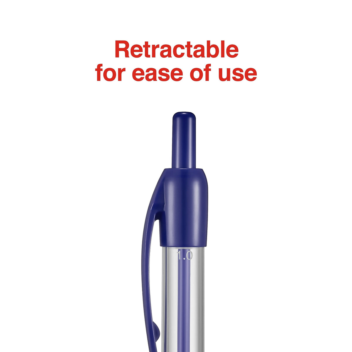 Staples Ballpoint Retractable Pens, Medium Point, Blue Ink, Dozen