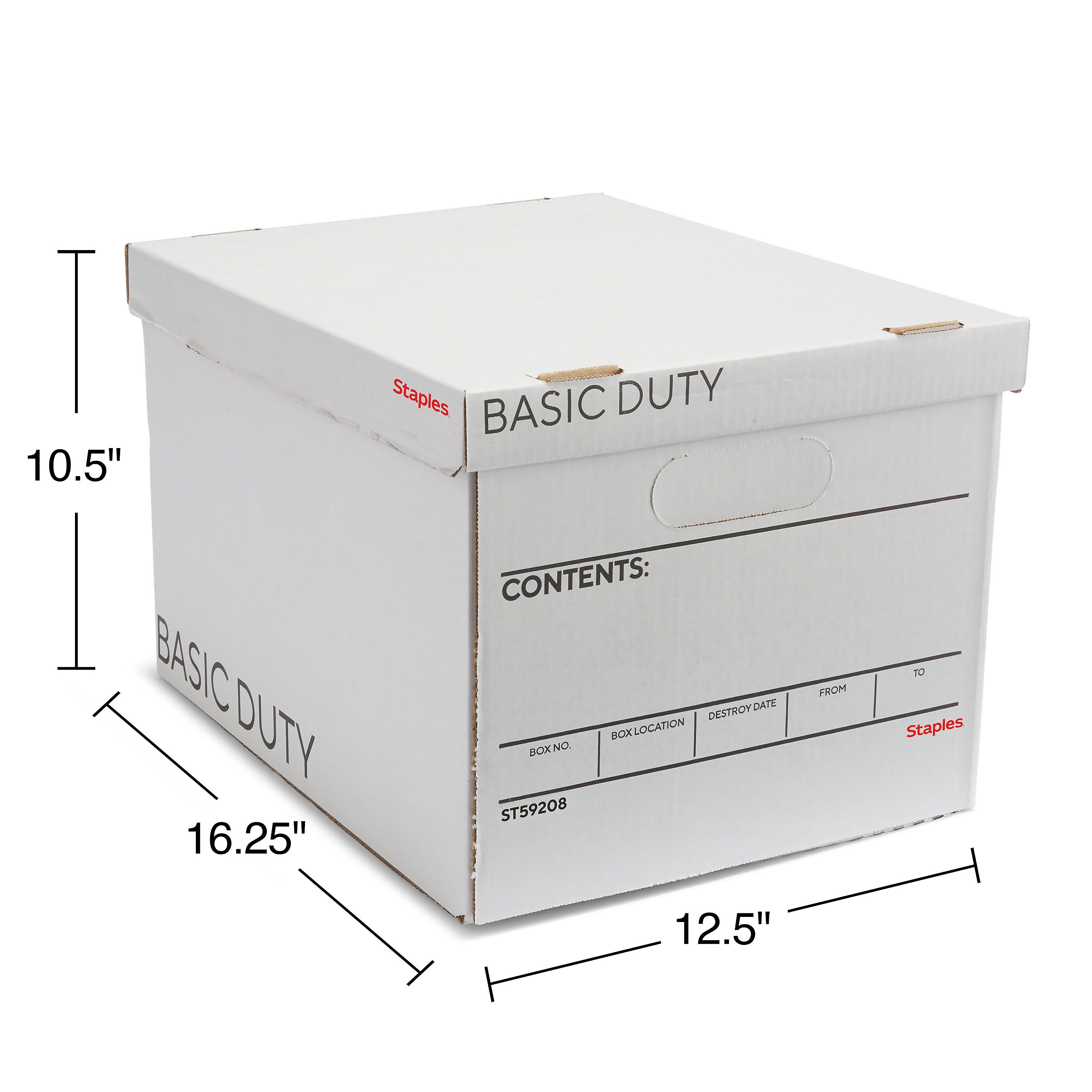 Staples Basic-Duty File Box, Lift Off Lid, Letter/Legal, White/Black, 10/Pack