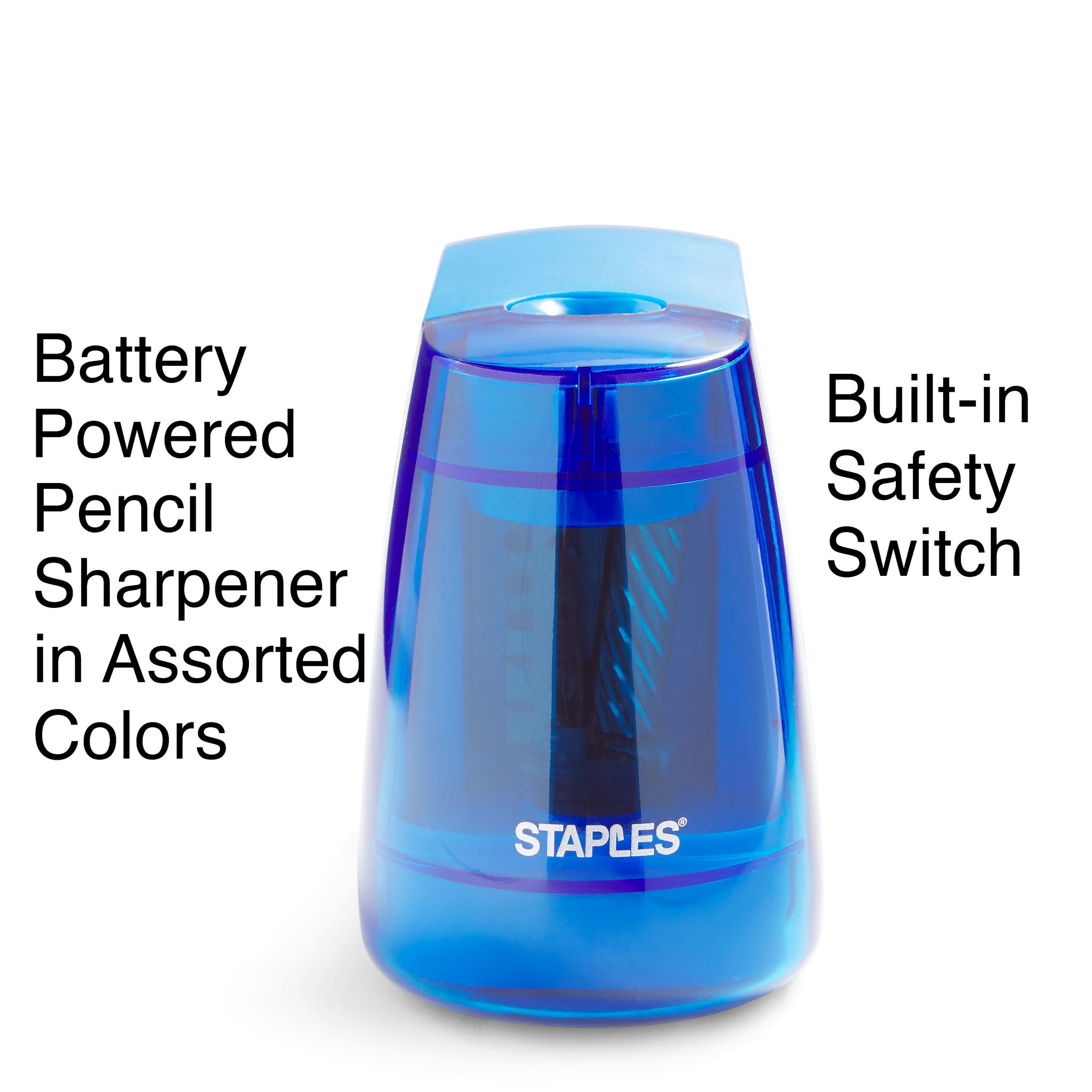 Staples® Battery Powered Pencil Sharpener, Assorted Colors