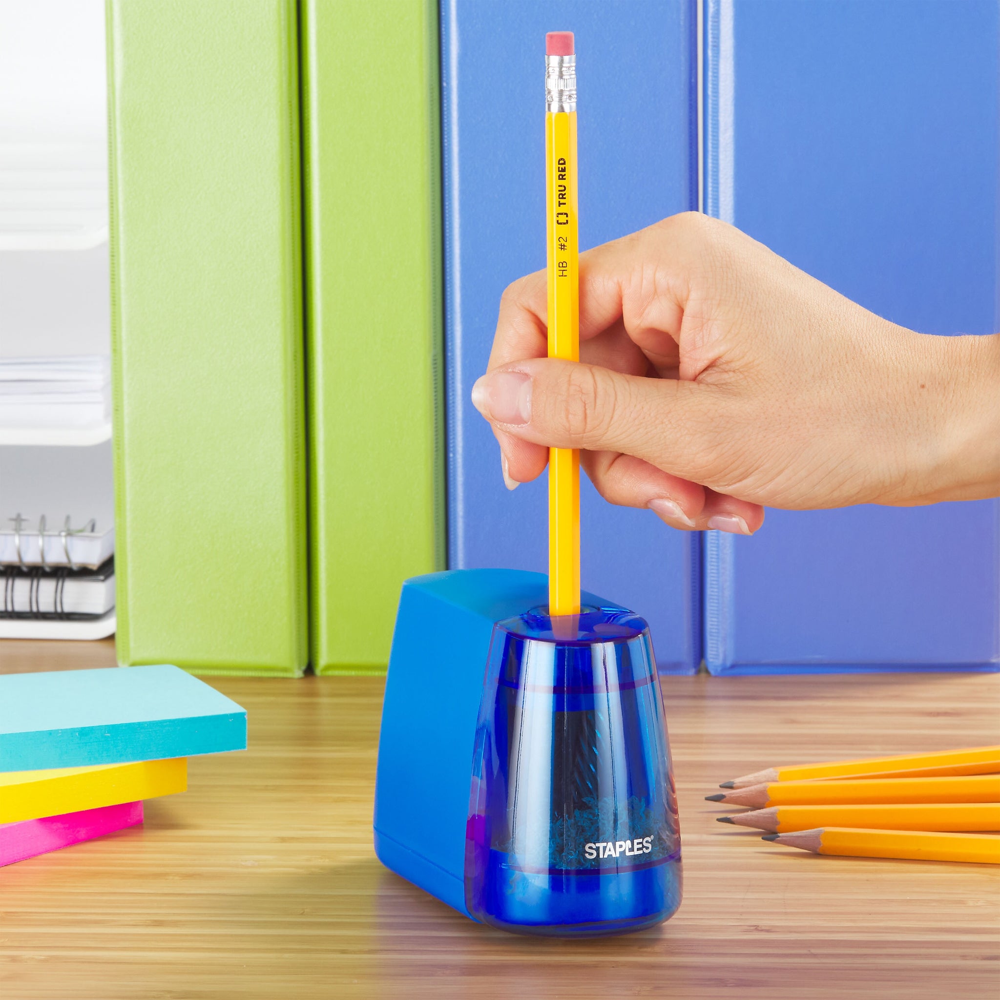 Staples® Battery Powered Pencil Sharpener, Assorted Colors