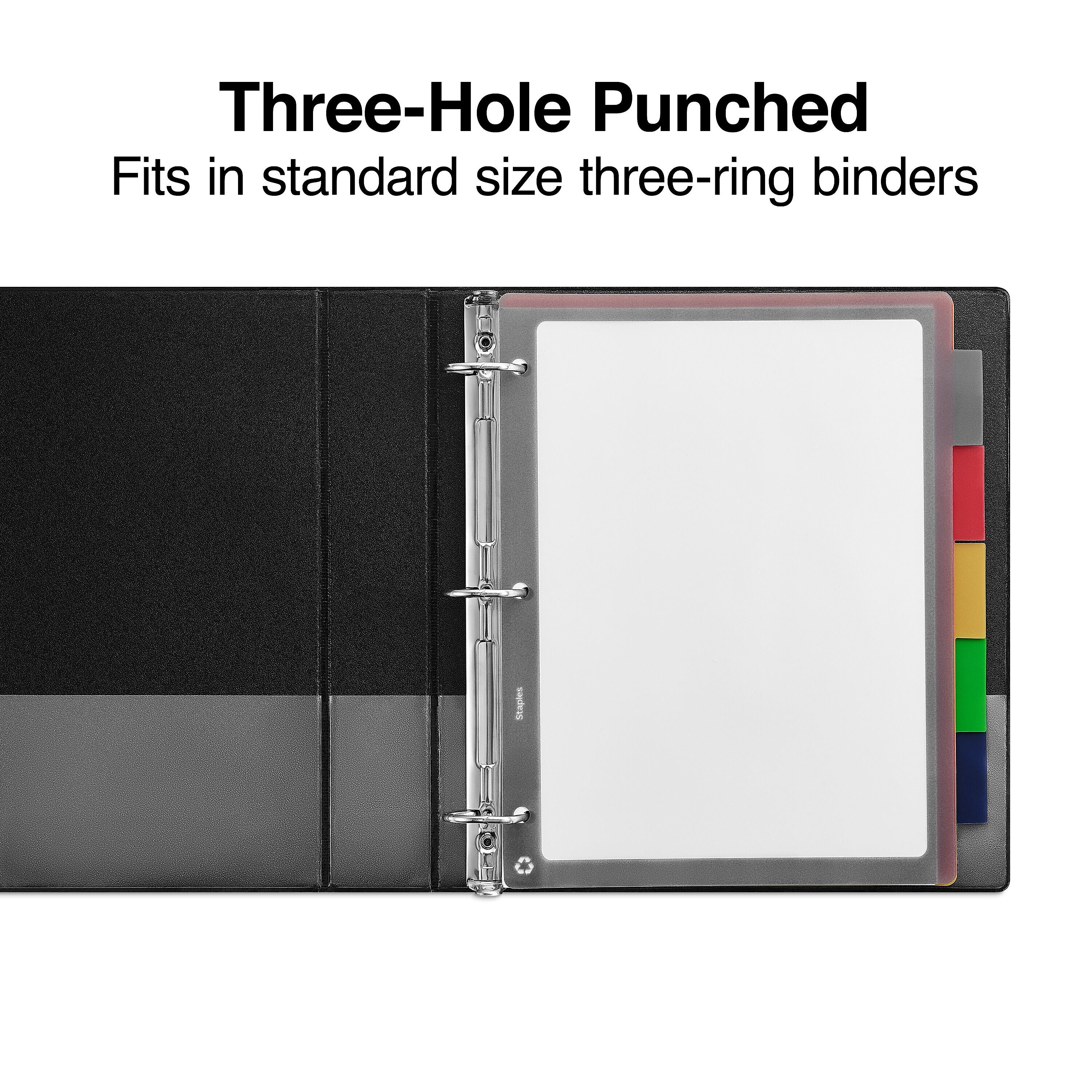 Staples Better Print & Apply Label Plastic Dividers, 5-Tab, Assorted Colors, Set