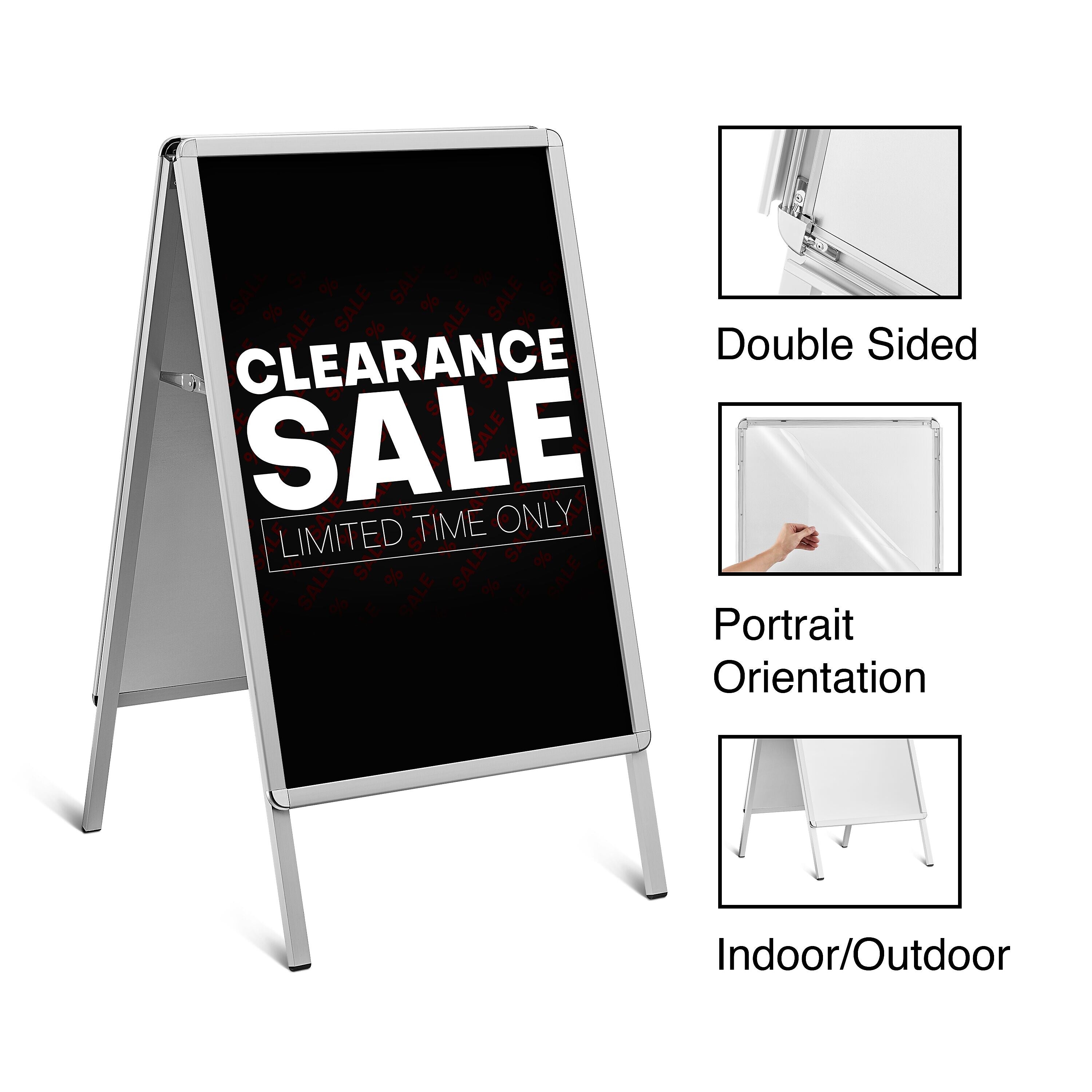 Staples® Blank Indoor/Outdoor Sidewalk Sign, White/Silver, 24" x 36" Aluminum Frame Board