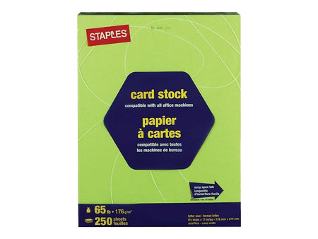 Staples Brights 65 lb. Cardstock Paper, 8.5" x 11", Bright Green, 250 Sheets/Pack