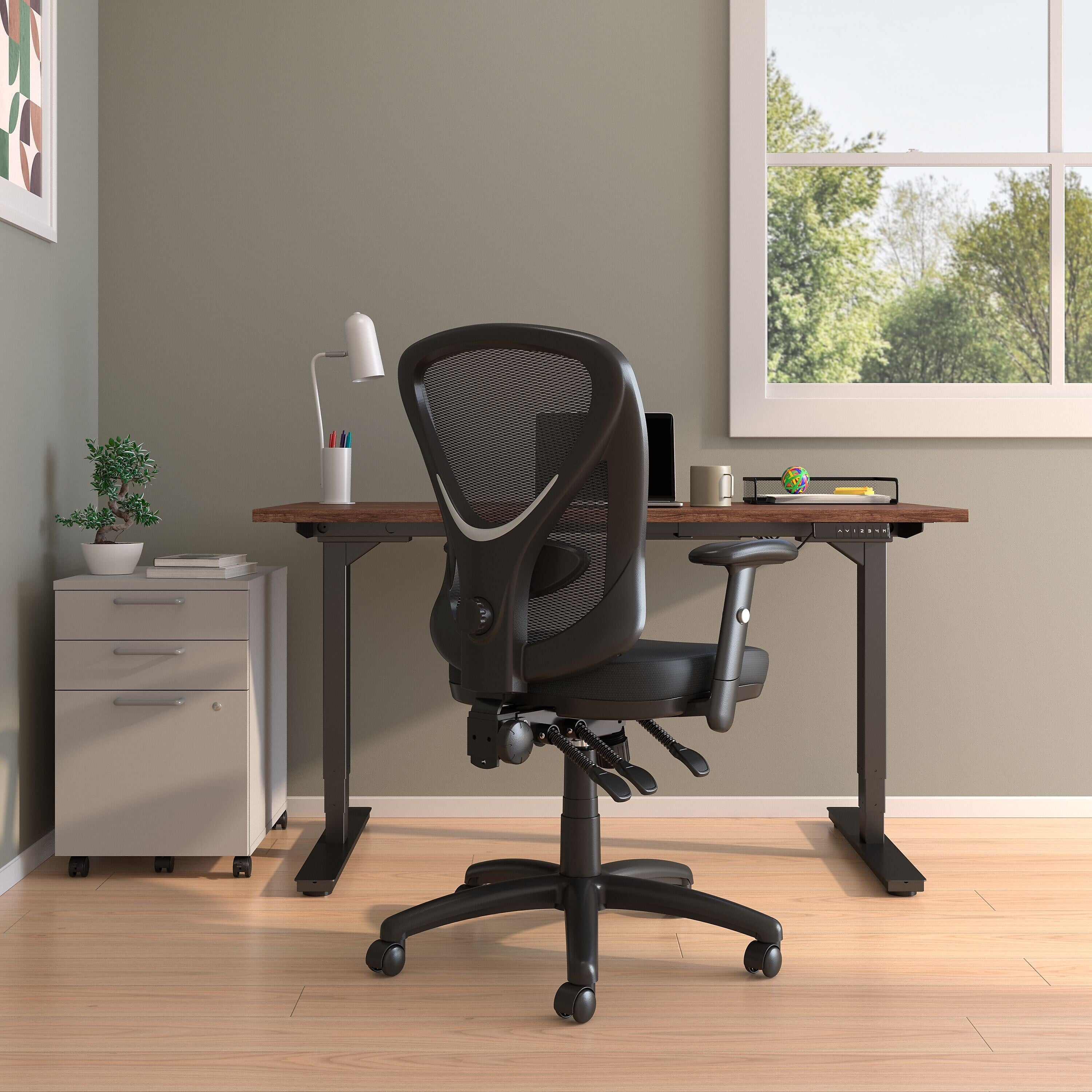 Staples Carder Ergonomic Fabric Swivel Computer and Desk Chair, Black