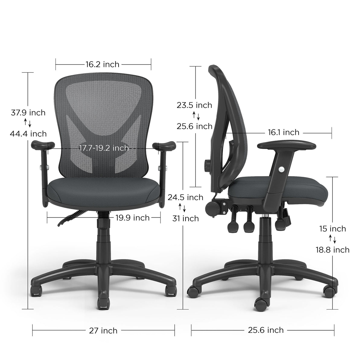 Staples Carder Ergonomic Fabric Swivel Computer and Desk Chair, Black