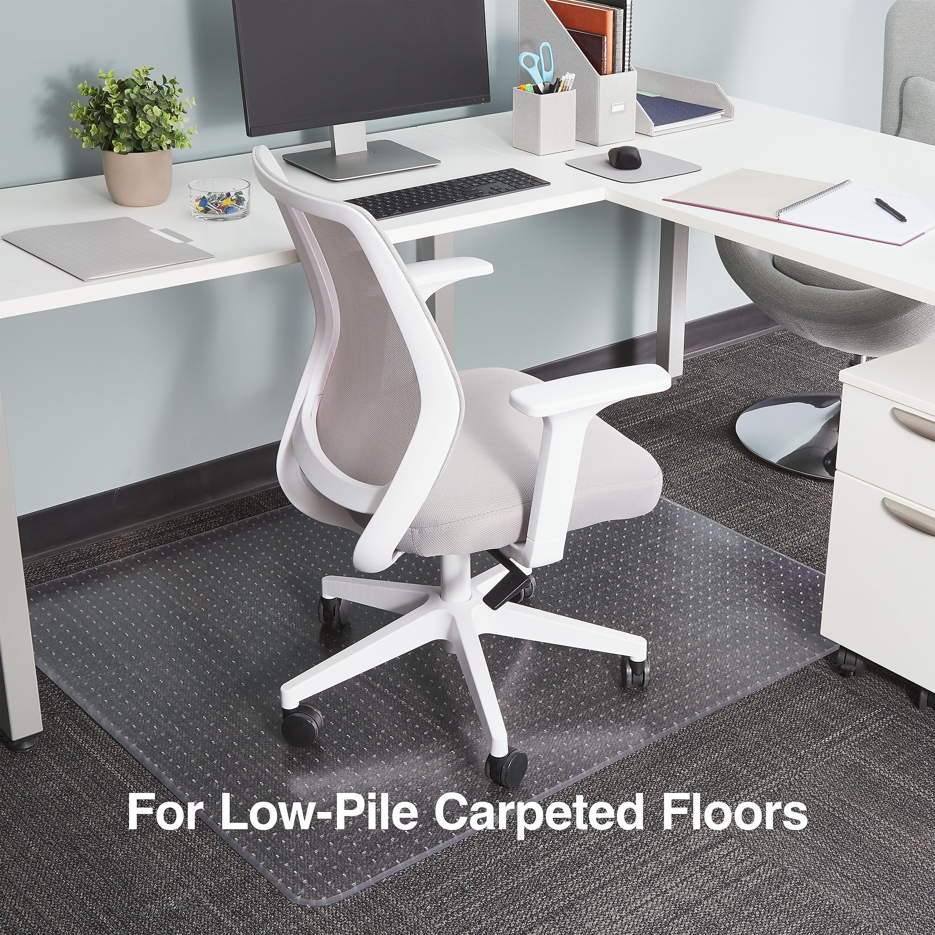 Staples® Carpet Chair Mat, 45" x 53'', Low-Pile, Crystal Clear