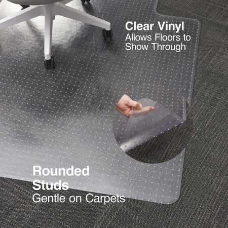 Staples® Carpet Chair Mat, 45" x 53'', Medium-Pile, Clear