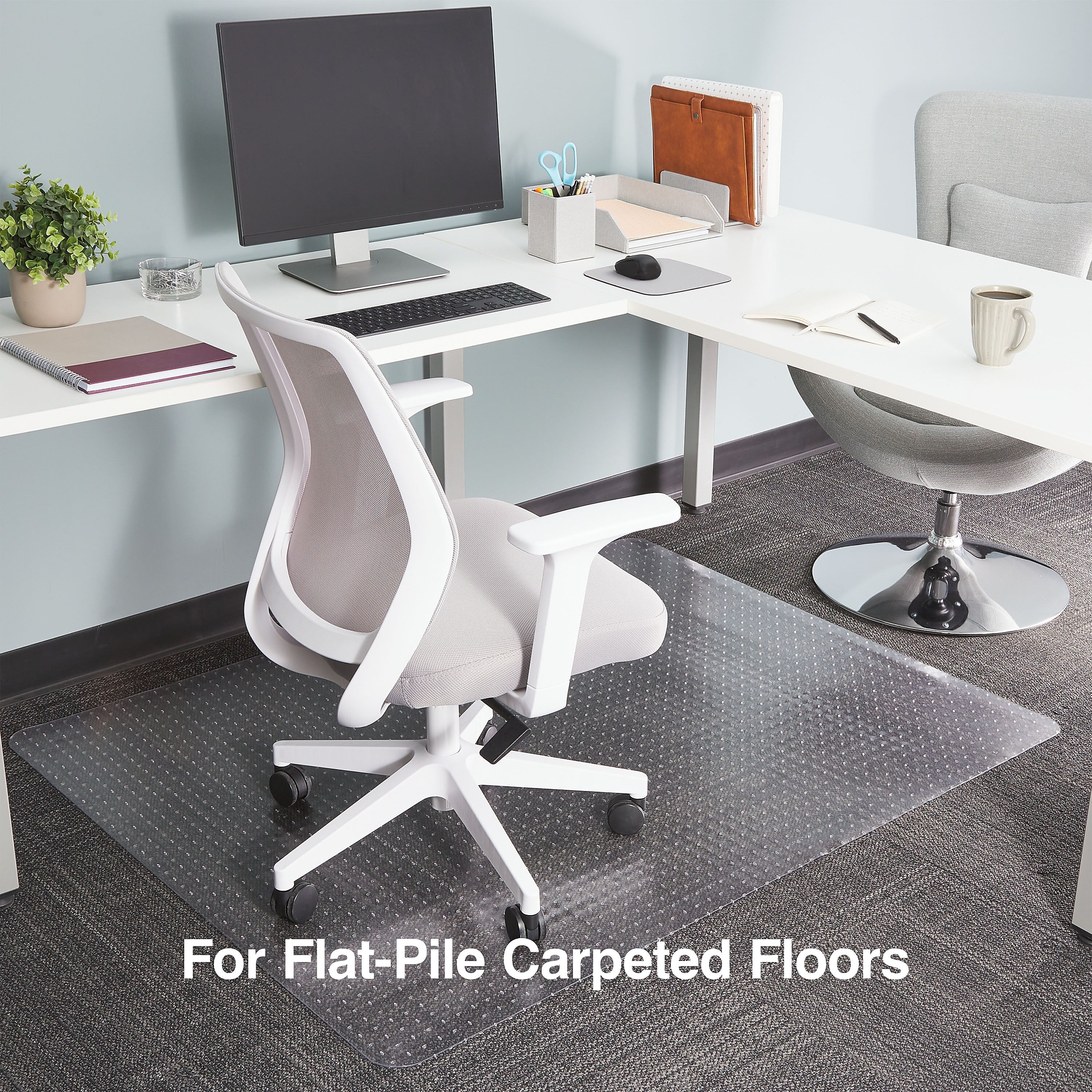 Staples® Carpet Chair Mat, 46" x 60'', Flat-Pile, Clear