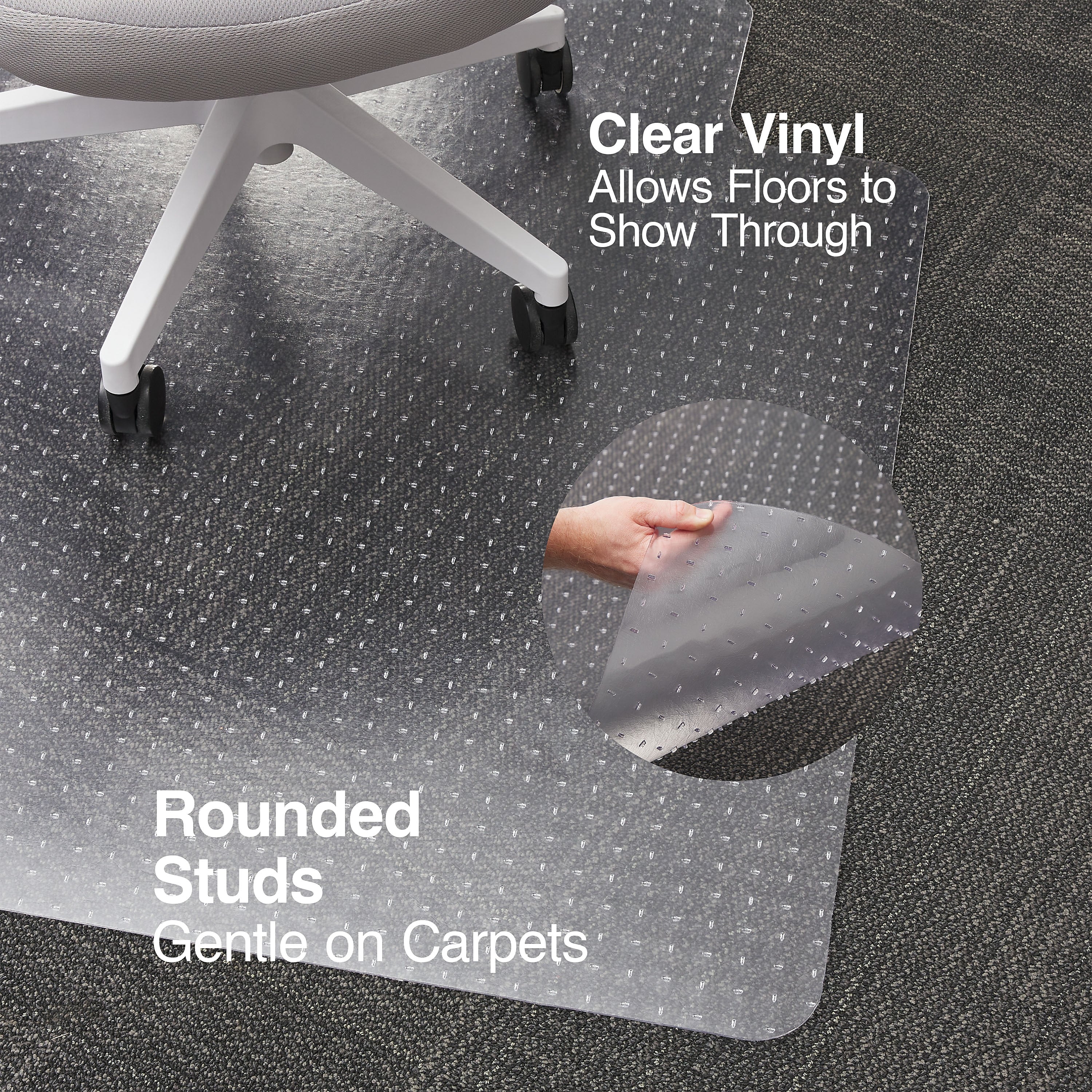 Staples® Carpet Chair Mat, 46" x 60'', Flat-Pile, Clear