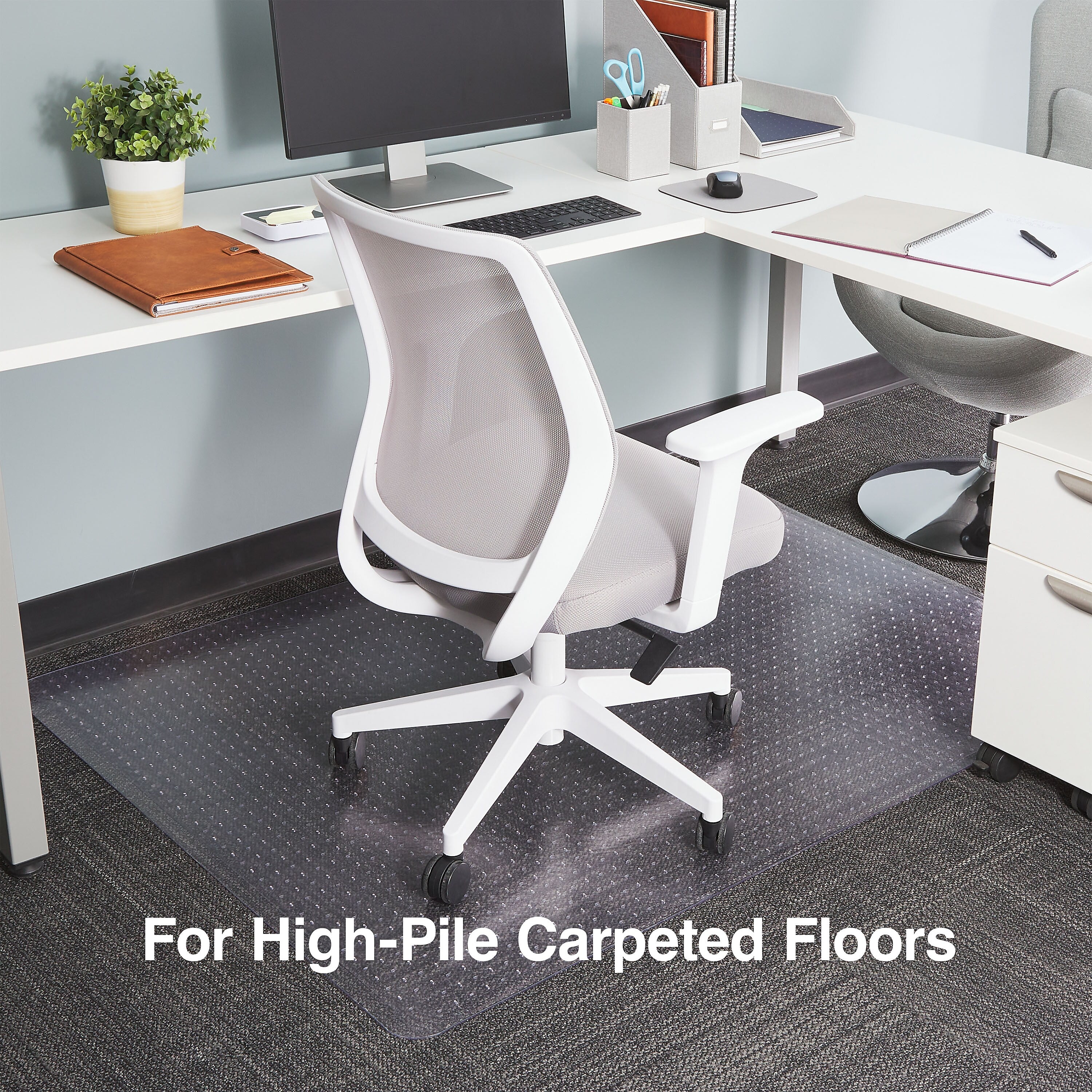 Staples® Carpet Chair Mat, 46" x 60'', High-Pile, Crystal Clear