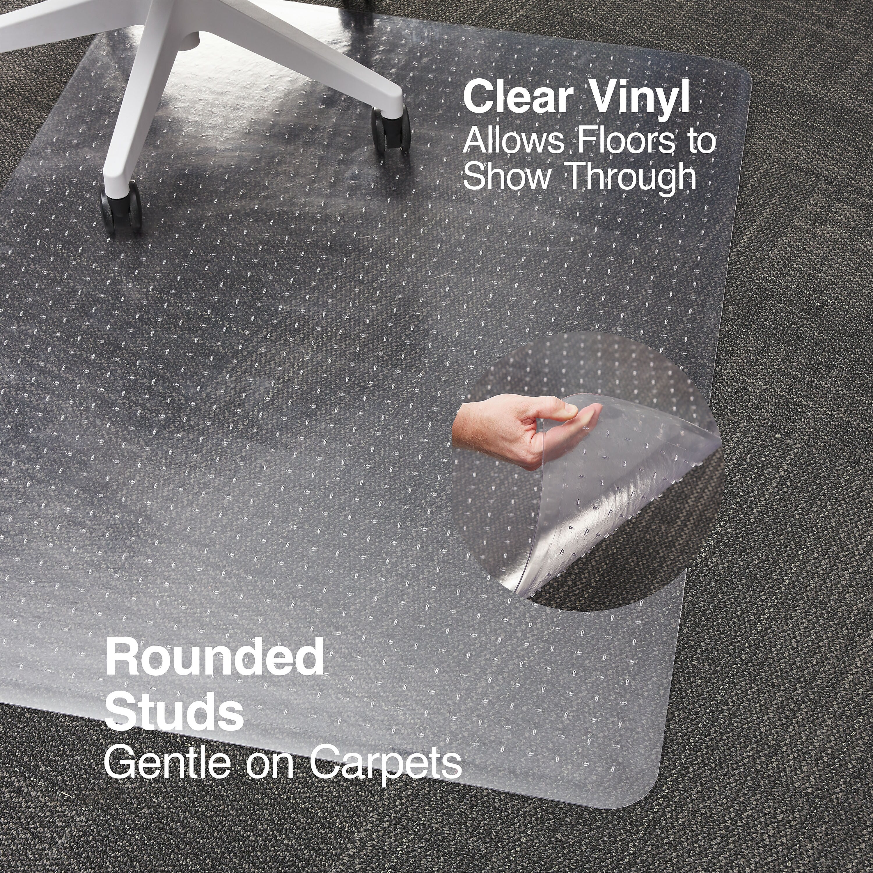 Staples® Carpet Chair Mat, 46" x 60'', High-Pile, Crystal Clear